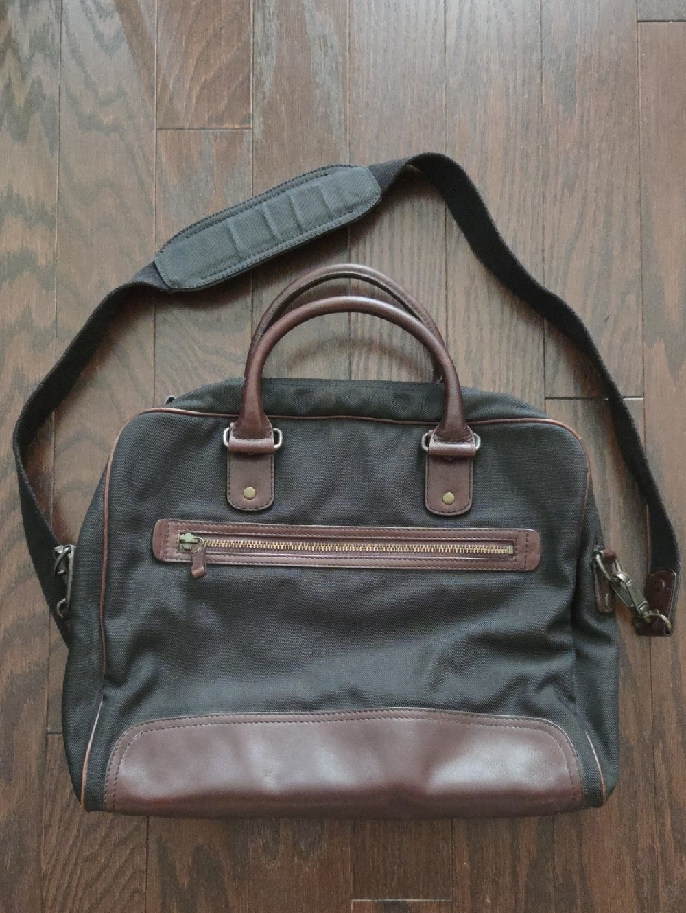 Banana Republic Canvas & Leather Briefcase Laptop Bag - Brown/Black